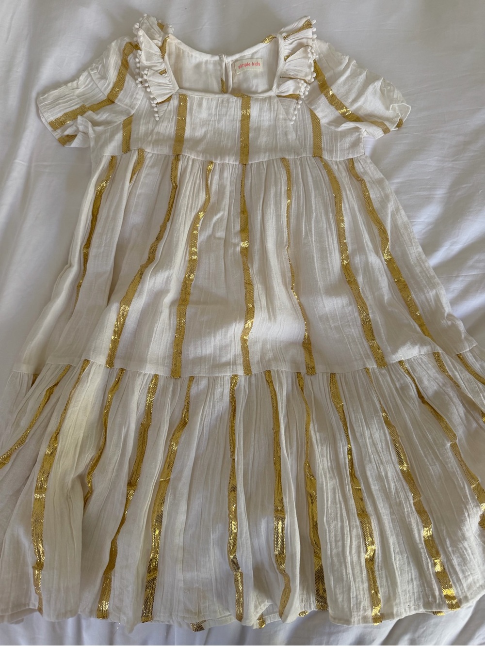 Simple Kids White and Gold Stripe Dress - classic kids